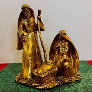 Vintage Gold Nativity Scene Figurine